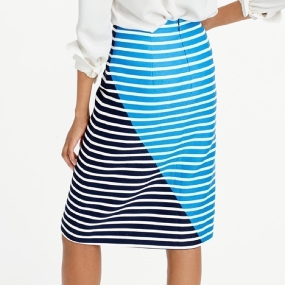 𝅺J Crew Striped Colorblock A Line Skirt Cotton - Picture 7 of 7